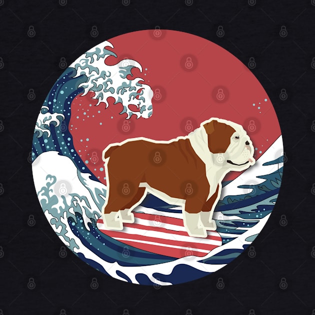 English Bulldog Gifts - Ocean Waves Surfing English Bulldog.  Gifts For English Bulldog Moms, Dads & Owners by StudioElla